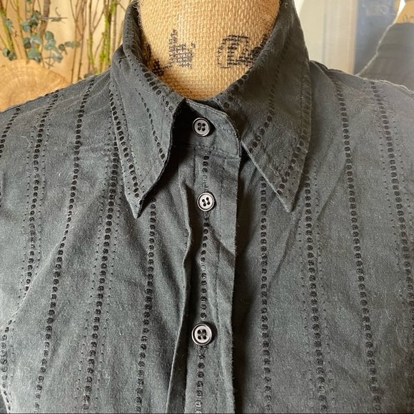 New York & Company Tops - Black, short sleeved button down